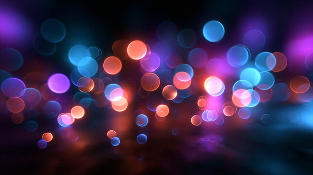 Colorful Bokeh Lights Background with Glowing Neon Circles