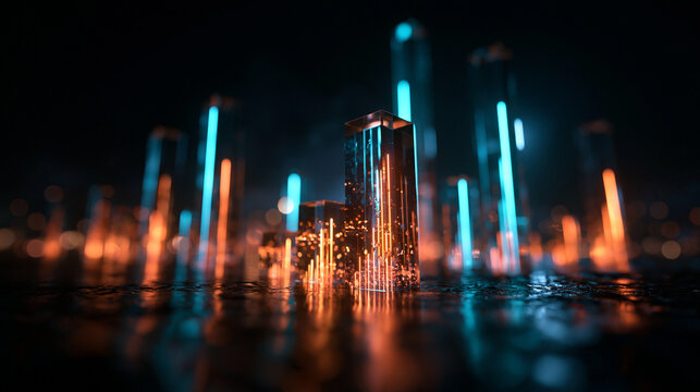 Futuristic Digital City Abstract Technology Data Background