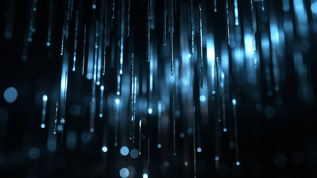 Abstract Blue Fiber Optics Digital Data Rain Background