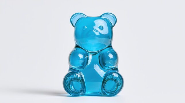 Blue gummy bear candy isolated on white background