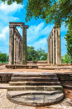 Temple 17 and Ancient Gupta Period Ruins at Sanchi Archaeological Site, India