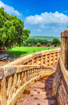Curved Circumambulatory Path Around the Great Stupa at Sanchi, India