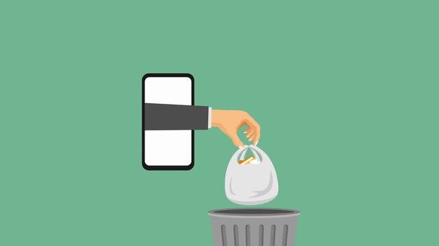 cleaning mobile phone cache files video animation concept