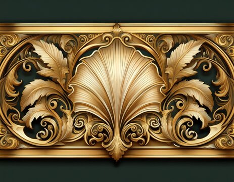 ornate golden decorative border with shell and acanthus leaf motifs