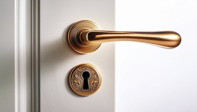 classic door handle and keyhole mechanism standing on a white background representing concepts of entry exit security privacy and opening new opportunities for any space