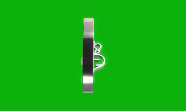 Silver beet icon rotating on green screen chroma key background, healthy food symbol.
