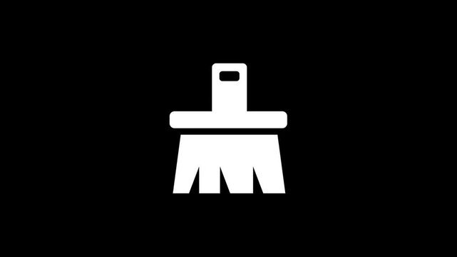 Neon brush icon animation with glowing purple lines on black background for digital cleaning services.