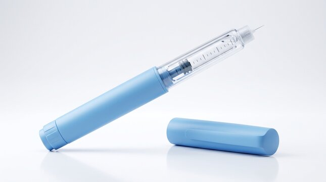 Medical insulin pen injector with needle for diabetes treatment