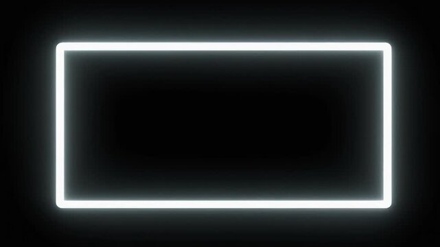 白いネオン管の四角い枠線　合成に使える映像素材