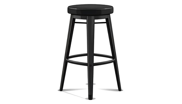 Modern black metal bar stool with backrest.