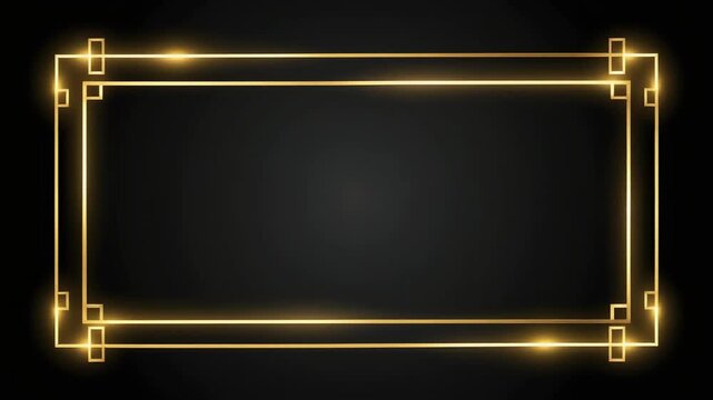 二重線と角飾りの金色の枠　合成に使える映像素材