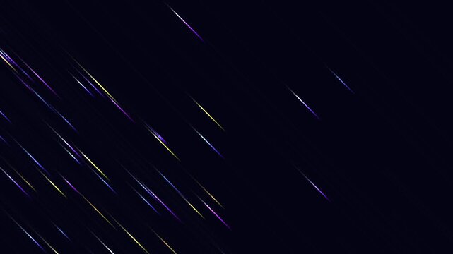 Abstract dark background with glowing diagonal light streaks and colorful shooting lines