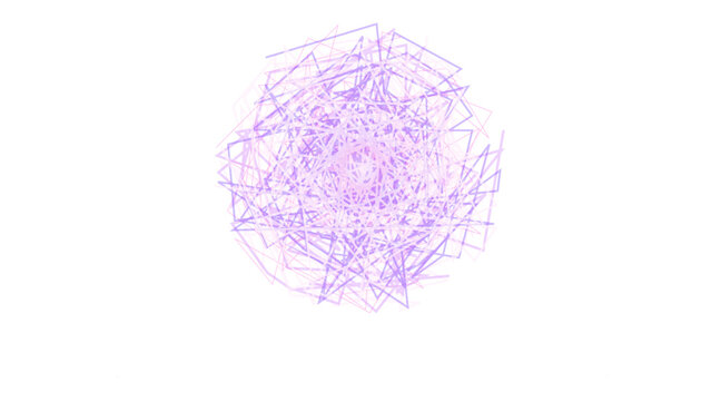 Abstract purple tangled lines forming a spherical shape on a white background, for digital and, complex geometric projects