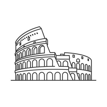 Colosseum historic roman amphitheater landmark icon with colosseum amphitheater landmark building