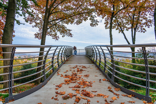 Skywalk Nordpark observation deck in autumn season in Wuppertal. Germany 