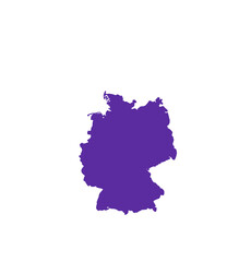 Obraz premium Solid purple silhouette flat map of Germany vector graphic design element for travel geography tourism and international educational mapping art projects