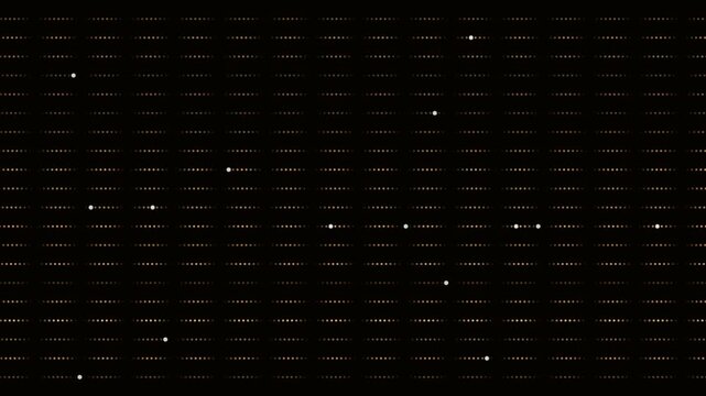 Abstract digital pattern with glowing white dots on a dark black background representing data flow and technology connectivity