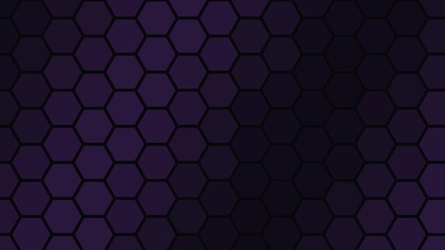 Dark purple honeycomb pattern background with a geometric hexagonal grid texture for modern digital design and technology themes