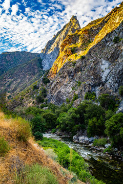 South Fork Kings River flowing through scenic canyon in Kings Canyon National Park California
