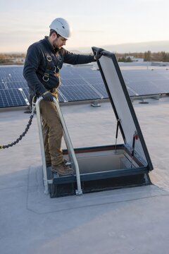 Rooftop Solar Inspection Safe Roof Hatch Access conceptual still life