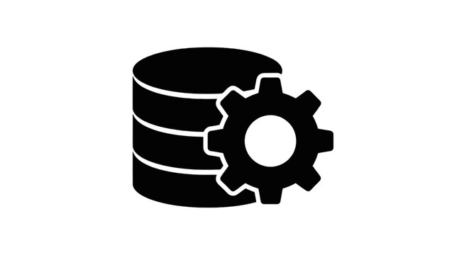 Vector illustration of database server with gear icon on a transparent background