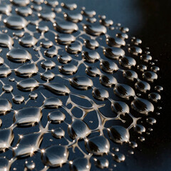 Obraz premium Abstract Shiny Liquid Droplets on Black Surface