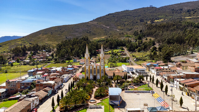 Jeric&oacute;, Boyac&aacute; - Colombia. March 1, 2026. Aerial drone view of one of the 123 municipalities in the department.