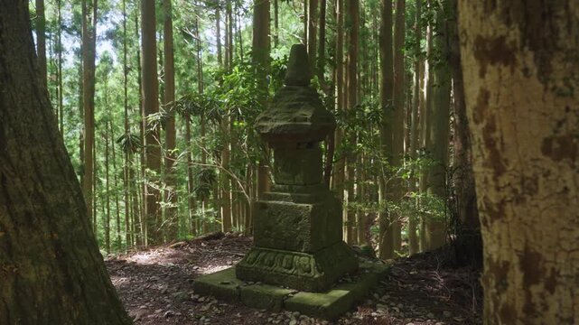 Kamakura-Era Hōkyōintō Stone Pagoda at Hashiori-toge Pass, Kumano Kodo Nakahechi, Tanabe, Wakayama, Japan 熊野古道 中辺路「箸折峠の宝篋印塔(鎌倉時代建立)」和歌山県田辺市