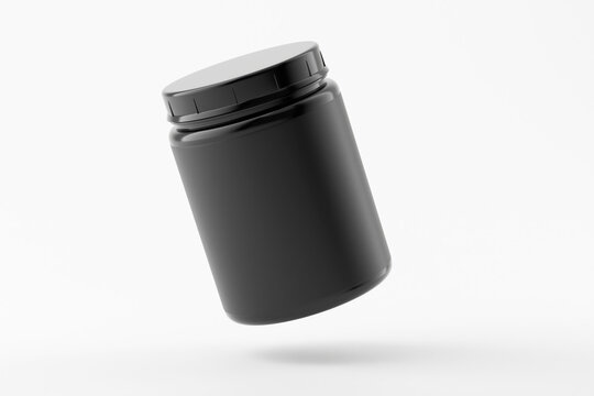 Protein plastic jar bottle 3d rendering mockup isolated on white background