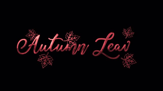 Autumn Leaves Red Handwriting Animation with flowing script animation rendered in 4K resolution transparent background