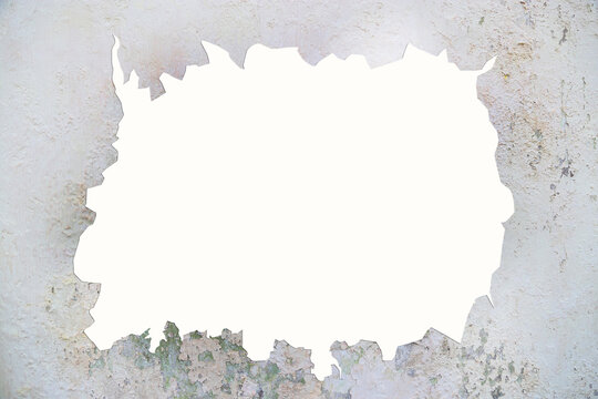 Torn White Paper Frame with Grunge Texture and Copy Space