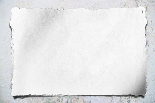 White Torn Paper Frame with Vintage Grunge Texture and Copy Space