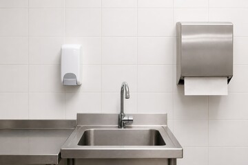 Fototapeta premium School Kitchen Food Safety Prepared Handwashing Station object detail