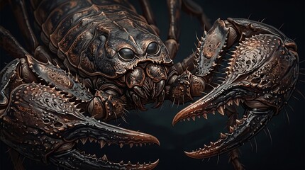 Fototapeta premium Scorpion Illustration with Curved Tail and Dramatic Digital Detail