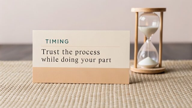 Timing Message Card with Trust and Process Motivational Quote
