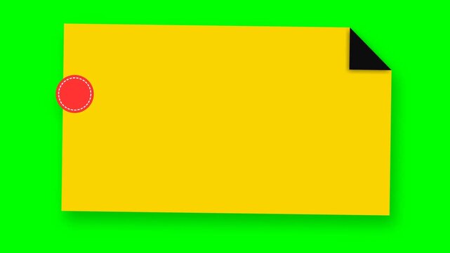 Bright yellow sticky note on green background.