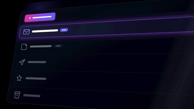 Neon messenger icon animation on digital email dashboard
