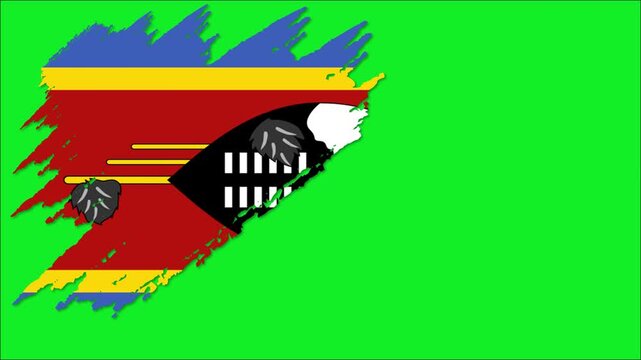 Eswatini Flag Brush Stroke Animation, Swazi National Flag Paint Effect, Blue Red Yellow Black White Patriotic Background 4K