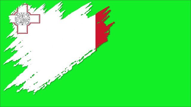 Malta Flag Brush Stroke Animation, Maltese National Flag Paint Effect, White Red Patriotic Background 4K
