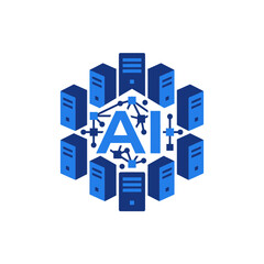 Fototapeta premium A digital illustration of server towers arranged in a circle