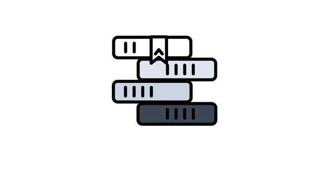Stack of Books with Bookmark Icon.