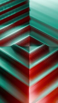 Vibrant Metallic Ridges Merge Inward To Craft Balanced Triangular Pyramid With Reflective Shine