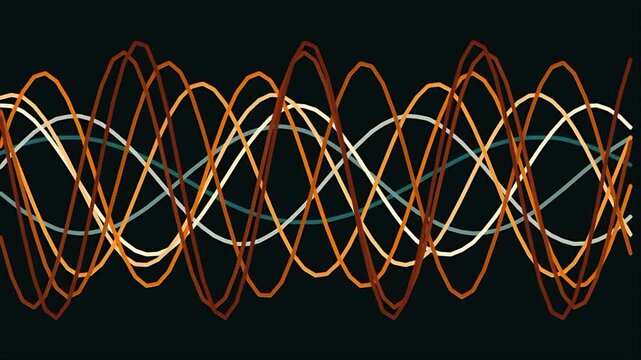 Abstract digital sound frequency waves on black background