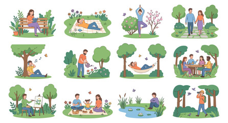 Fototapeta premium Outdoor activities people enjoying nature park recreation