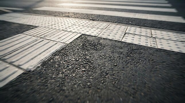 Tactile paving tiles on urban street surface