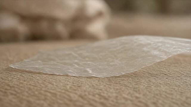 Cinematic sustainable industry macro background sheet texture detail focus organic material eco product minimal design soft light neutral tone abstract surface biodegradable plastic closeup eco