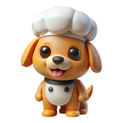 Fototapeta premium Cute dog wearing chef hat with happy expression standing alone