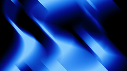 Obraz premium Vibrant blue glowing light streaks and smooth abstract gradients on a dark backdrop.