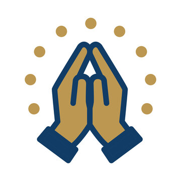 Praying Hands with Halos of Light Vector Icon