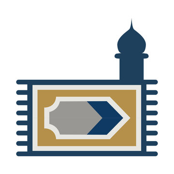 Islamic Prayer Mat Rug with Dome Vector Icon